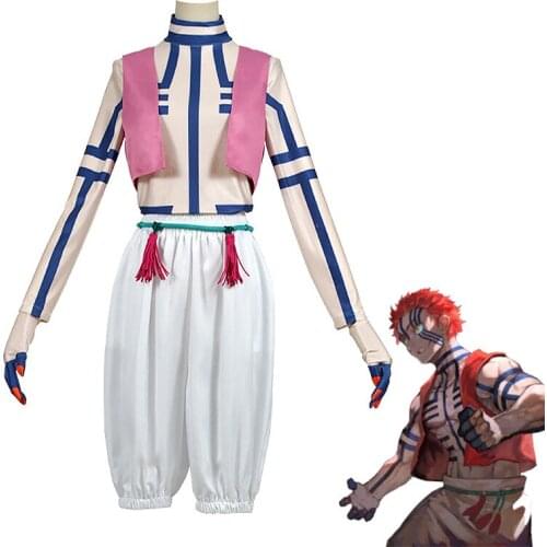 Anime Demon Slayer: Kimetsu no Yaiba Akaza Komaji Cosplay Costume Akaza Komaji Cosplay Costume Suits Kimono Uniforms Clothes Set