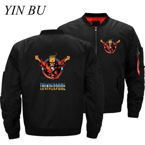 Thunderdome Wizard Logo Hardcore Techno And Gabber Bomber Jackets Men Pilot Air Thick Pilot Jacket Baseball Coat Streetwear 5XL