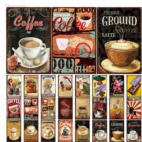 Coffe Metal Sign Plaque Metal Vintage Pub Bar Decor Tin Sign Coffee Shop Plate Poster Home Decor Art Painting Wall Sticker