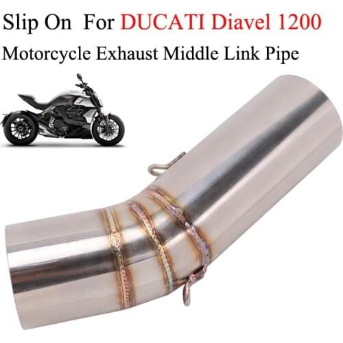 For DUCATI Diavel 1200 Motorcycle Exhaust Pipe Escape Modified Connection Middle Link Pipe Slip On 60mm 51mm Moto Tube Muffler