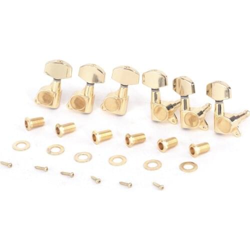Musiclily Pro 3x3 Sealed Guitar Tuners Tuning Pegs Keys Machine Heads Set for Les Paul Style Guitar, Big Button Gold