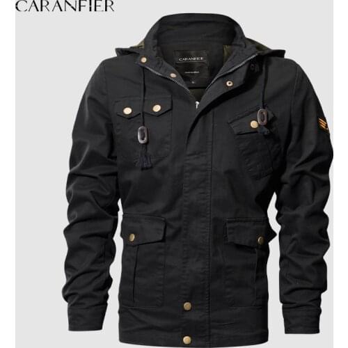 CARANFIER Men Air Force Military Field Hoodie Jacket Bomber Tactical Windbreaker Male Winter Coat Autumn Outerwear Men Clothing