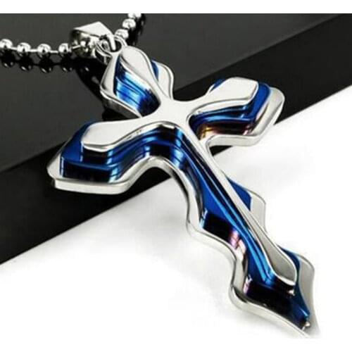 Cross Vintage Style Mens Wear Womens Catholic Christ Stainless Steel Cross Pendant Necklace 3 Colors Optional Dropshipping