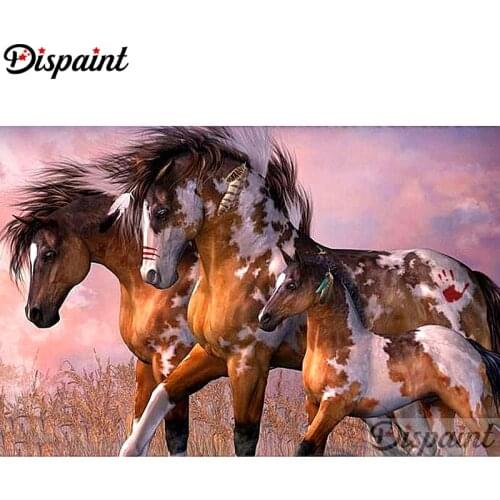 Dispaint Full Square/Round Drill 5D DIY Diamond Painting "Animal horse scenery" Embroidery Cross Stitch 5D Home Decor A10593