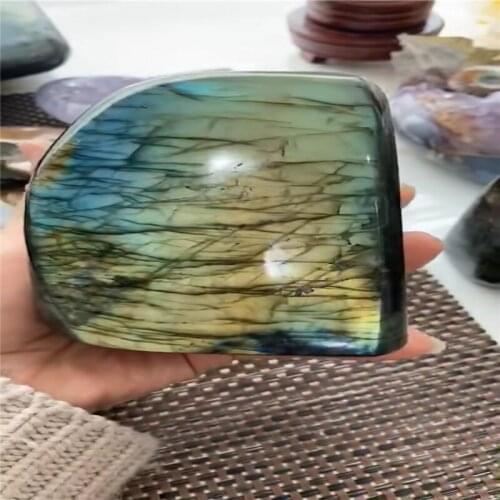 800-1500g Natural Crystal Moonstone Raw Gemstone Ornament Polished Quartz Labradorite Handicraft Decorating Stone Healing