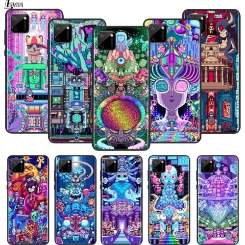 Pixel Art Neural Network For OPPO Realme Narzo 20 C2/3/11/12/15/17 X2 X3 X7 XT X50 Q2 Q2i V3 V5 V15 Pro Black TPU Phone Case