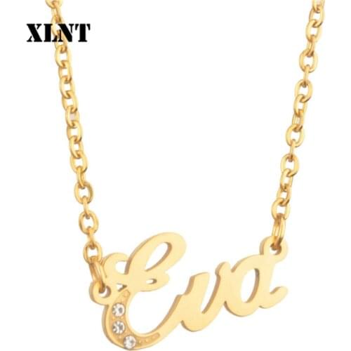 XLNT Eva Name Necklace Gold Initial Necklace Letter Necklace Initials Name Necklaces Pendant for Women Girls Best Birthday Gift