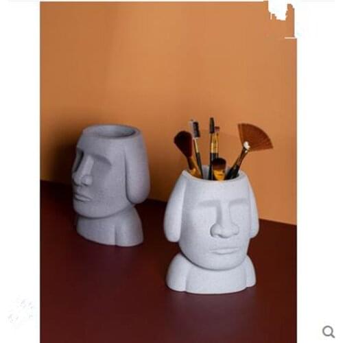 European-style Easter Island human head statue artwork, home office desktop decoration storage box crafts