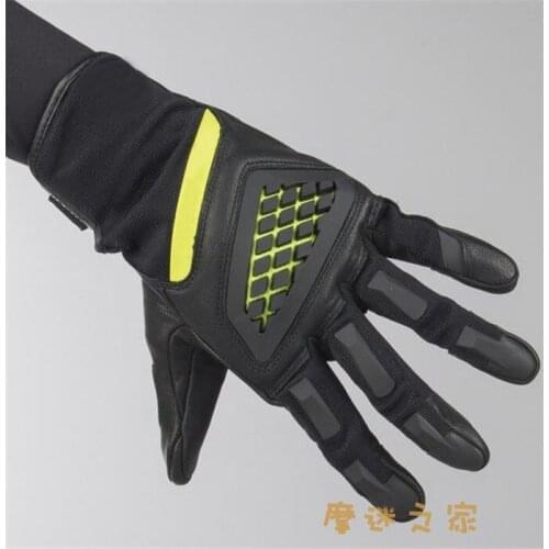 2019 Leather Gloves Black / Neon Yellow Motorcycle Downhill Cycling Riding Racing MX Gloves All Size M-XXL