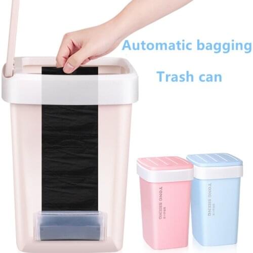 9/12L Plastic Trash Can Automatic Change Bag Rubbish Storage Bucket Creative Pumping Bag Kitchen Bathroom Toilet paper Basket