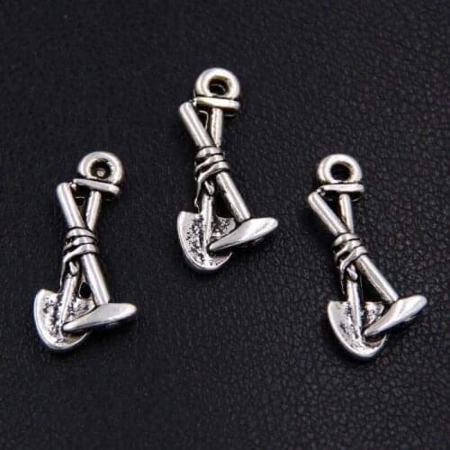 50PCS 3D d Silver Color Trowel Shovel Charms Gardening Tools Pendants Jewelry Making A2389