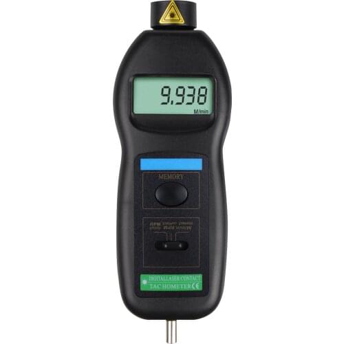 Handheld 2in1 Digital Laser Non-Contact & Contact Tachometer ft & m/min 0.5~99,999RPM Range Auto Ranging Tach