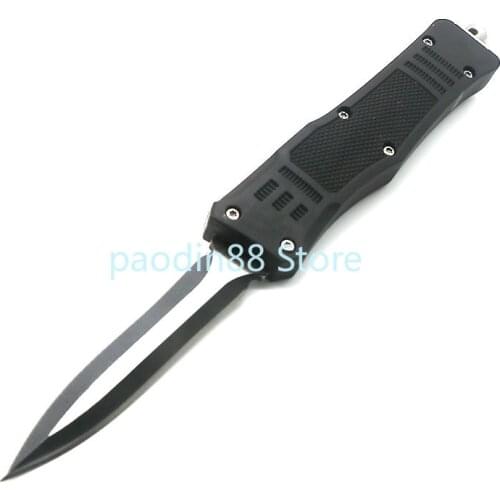 616 Black Handle Straight Knife 440C Blade Zinc Alloy Handle Camping Hiking Hunting Knife Window Breaker Tactical Edc Knife