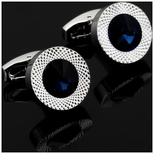 Luxury Men Sea Blue Crystal Cufflinks High Quality Lawyer Groom Wedding Cufflinks For Mens Shirt Cufflink Brand Jewelry