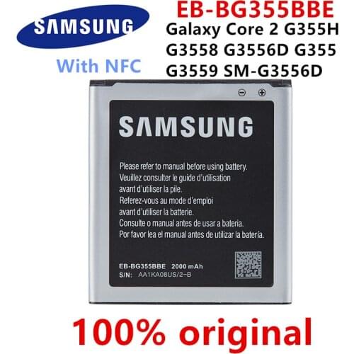 SAMSUNG Orginal EB-BG355BBE 2000mAh Battery For Samsung Galaxy Core 2 G355H G3558 G3556D G355 G3559 SM-G3556D With NFC