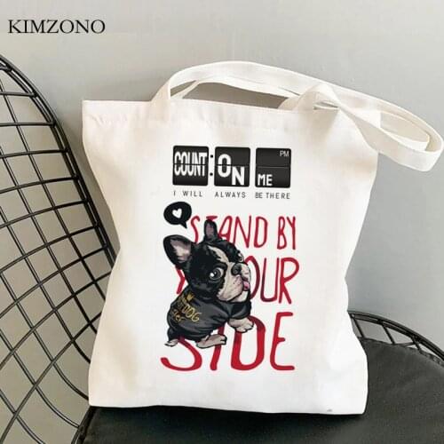 French Bulldog shopping bag eco bolso canvas grocery reusable jute bag bag bolsas ecologicas tote jute sacola sacolas