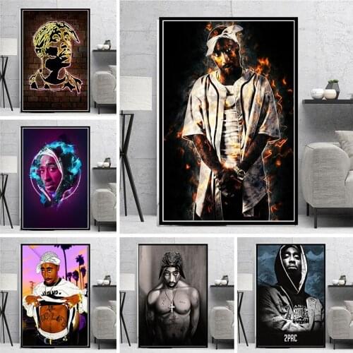 Tupac Shakur Famous Hip Hop Rap Music Singer Stars Modern Wall Art Poster Canvas Painting Oil Painting in Livingroom Home Decor