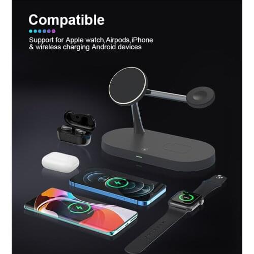 X452 15W Magnetic Wireless Charger 3 in 1 for IPhone 12 Pro Max Mini 15W for Apple Watch Charger