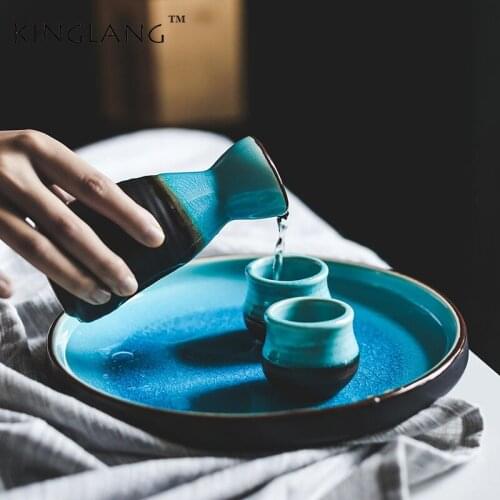 Japanese Ice Crack Glazed Tableware Ceramic Wine Set Sake Cup Flask Sprinkler Home Restaurant Used Wine Cellar Bottle Wine Glass