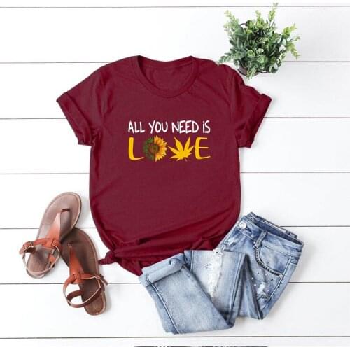 2021 all you need is love Lettering Women T-Shirt Couples Lovers Casual White Tops Short Sleeve Women T Shirt Love Heart Print