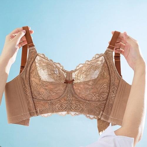 Women Full Coverage Wire Free Non-Foam Lace Bra 34 36 38 40 42 B C D E F