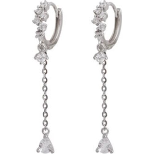 1 Pair Fashion Crystal Circle Hoop Earrings for Women Trendy Water Drop Tassel Earrings Party Simple Jewelry Gifts