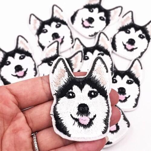 10Pcs/lot Husky Dog patch Iron On sewing on Patches Embroidered Clothing Clothes DIY Garment Apparel repair badges kids crafts