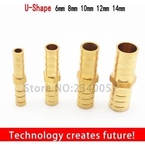 2Pcs 6-12mm Metal Brass Straight Hose Joiner Barbed Connector Air Fuel Water Pipe Gas Tubing