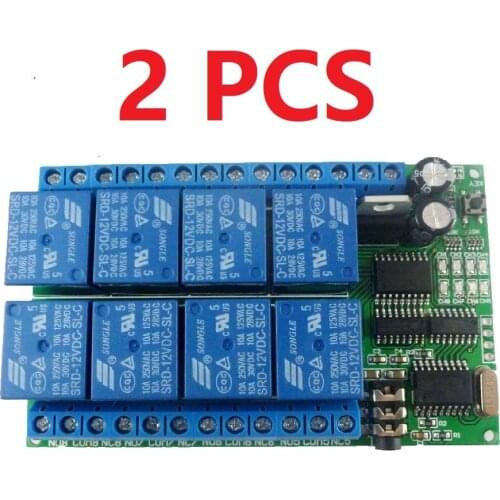 2PCS AD22A08*2 8ch 12VDC DTMF Relay MT8870 Decoder Phone Remote Control switch for AC DC Motor LED CNC Smart Home PLC
