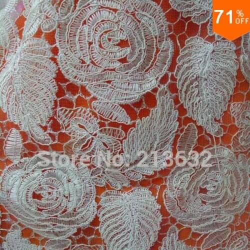 46 new African bone leaf guipure lace sequin white color laces fabric for patchwork embroidery dresss clothing for dress sewing