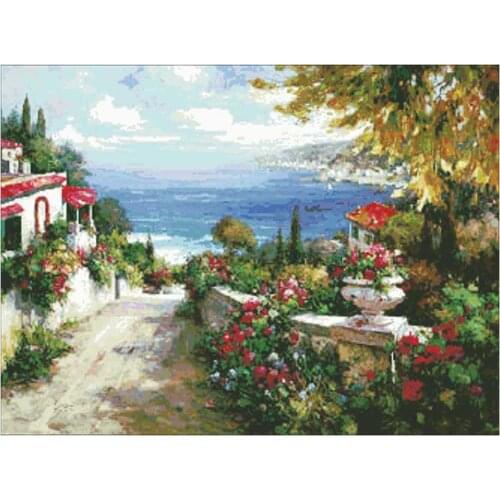 Coastal scenery patterns Counted Cross Stitch 11CT 14CT 18CT 28CT DIY wholesale Cross Stitch Kits Embroidery Needlework Sets
