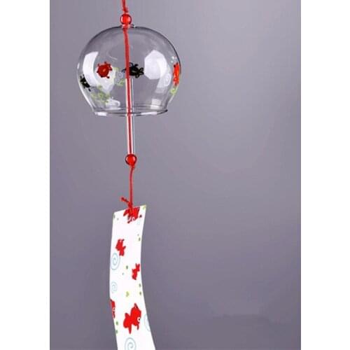 Free Shipping 2pcs/pack 7*8cm Hand Drawing Glass Windchime Friend Gift Hanging Bell Home Decoration Pray Bell