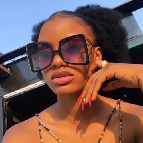 Brand Designer Oversized Square Sunglasses Women Male Unique Metal Lightning Shaped legs Sun Glasses Female Oculos De Sol UV400