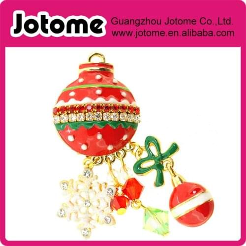 Christmas Tree Ornament Pin Brooch 1.625 x 2 inches