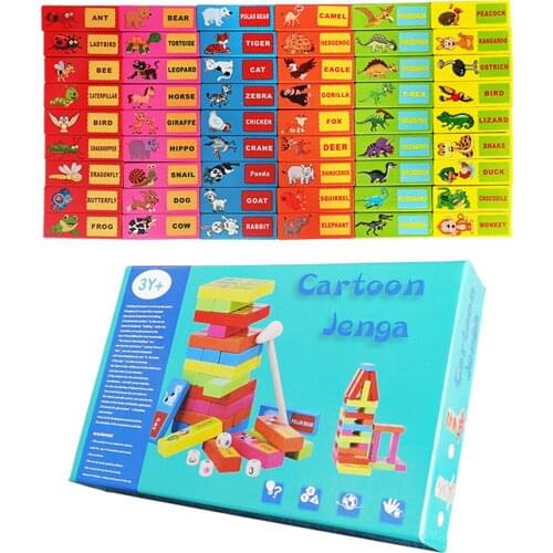 Montessori Wooden Blocks Stacking Board Games Kids Tower Balancing Playset Toys for Children Parent-Kid Interactive Toys Gifts