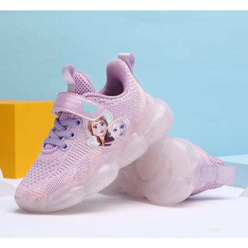 Princess Sneakers 2021 New Children Shoes Kids Casual Shoes Fashion Breathable Knitting Soft Bottom Non-Slip Girls Sneakers