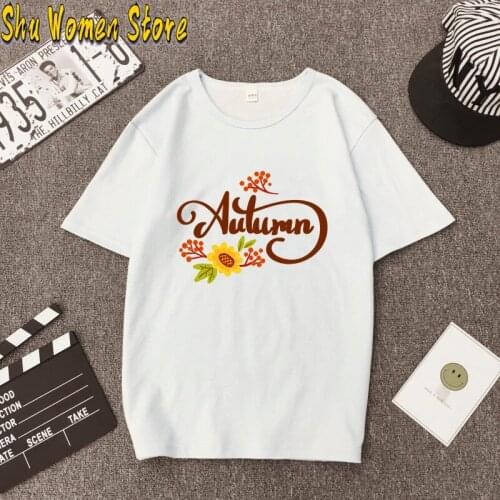 Fashion Women Graphic t shirts Flower autumn aesthetic Short Sleeve Harajuku Tees vintage tops female t-shirt Camisetas