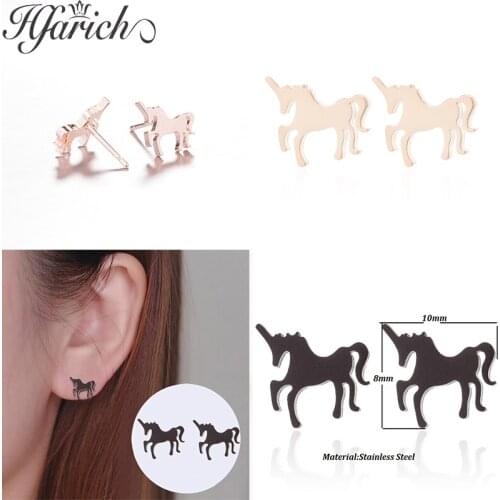 Hfarich Generous Sweet Colorful Horse Stud Earrings For Women Jewelry Cute Shining Animal Earring Unicorn Earrings Party Gifts