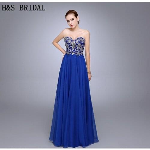 HS15 Best Selling Sweetheart Embroieded Beaded Custom Made Long Evening Dress Chiffon Evening Party Gown