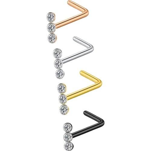 JUNLOWPY Fashion Nose Septum Piercing Studs Set 20G Stainless Steel Nose Septum Studs Body Piering Jewelry For Nose Piercing