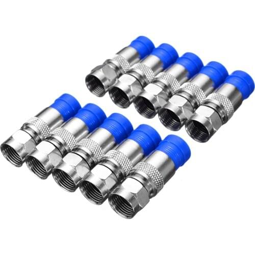 10Pcs/set RG6 F Type Coaxial Compression Connector Waterproof Coax Cable Coaxial Compression Tool