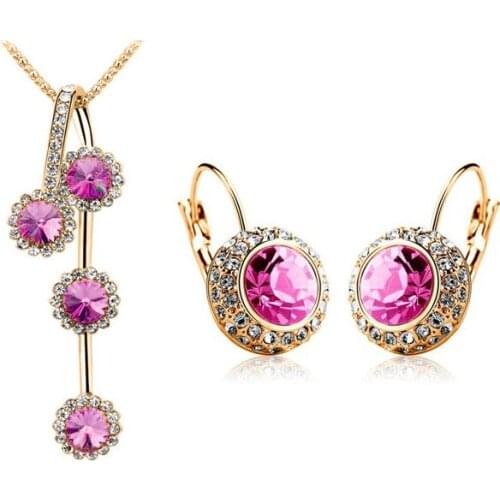 Vintage Moon Arrival Crystal design Round Moon river Crystal Jewelry Sets NECKLACE EARRINGS SET