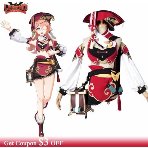 Cosplay Legend Genshin Impact Yanfei Cosplay Costume Game Dress Yanfei Lovely Uniform Suit For Women Halloween Party Game Outfit