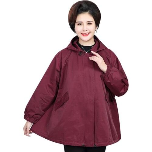 Middle-aged Jacket Women New Fashion Windbreaker Ladies Coat Spring Autumn Female Outerwear plus Large Size Jackets Tops R1006