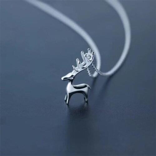 Cute Deer Pendant Necklace For Women Jewelry Top Quality 925 Sterling Silver Necklace Princess Birthday Accessories Gift