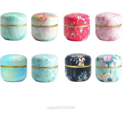 Flower Mini Tin Loose Tea Coffee Candy Storage Box Round Metal Case Wedding Favor Organizer Container Japanese Style N09 20