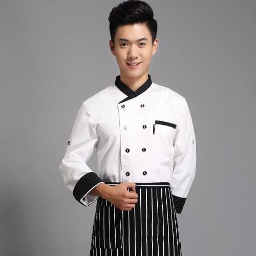 Male Chef Hotel Uniform Clothing Long Sleeved Hotel Restaurant Kitchen Chef Wear Uniforms