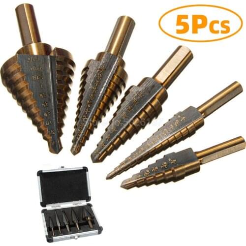 5PCS/SET Hss Cobalt Multiple Hole 50 Sizes Step Drill Bit Set With Aluminum Case Arrival Metal Drills High Speed Steel For Wood