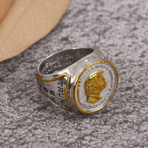 New Fashion Printed Rings Unique Men Ring "Make America Great Again" USA President Trump Jewelry 6 Size Unisex Daily Ring