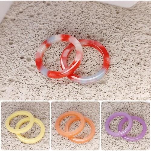 New Korean Cute Colorful Transparent Resin Acetate Acrylic Flower Finger Rings For Women Girl Party Wedding Elegant Jewelry Gift